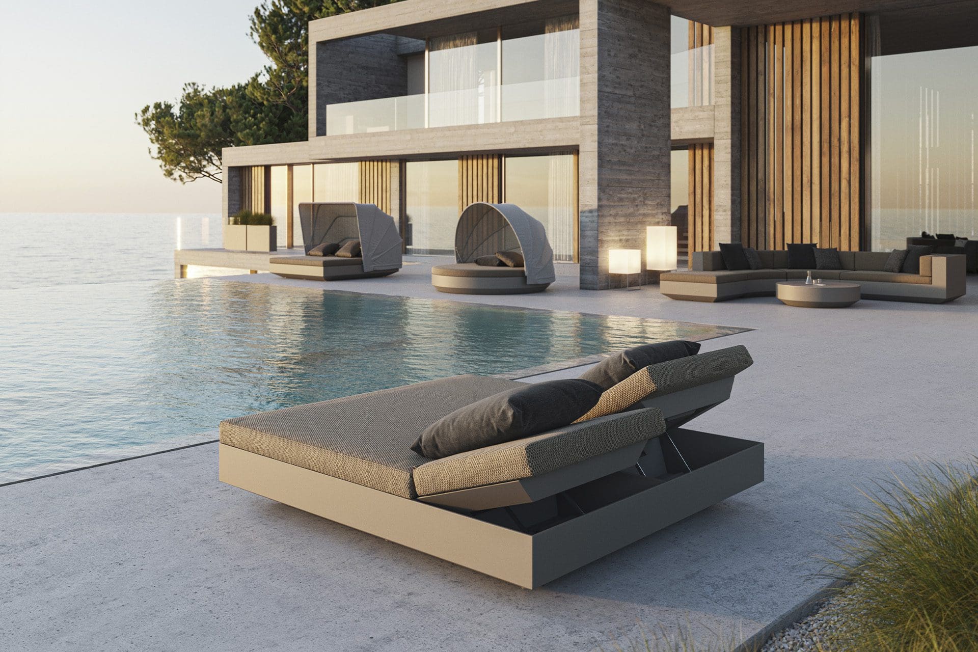 Vondom VELA Square Daybed Anthrazit – Poolside-Ikone