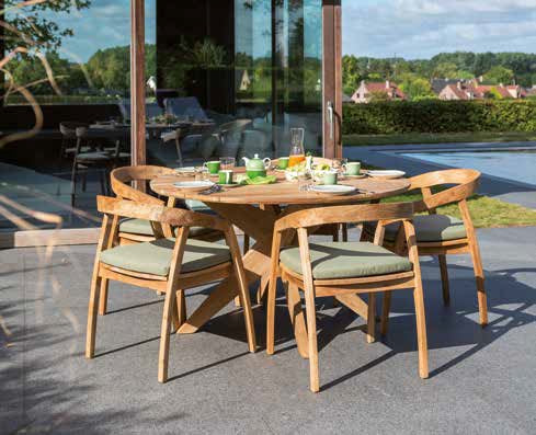 Teak Esstischgarnitur Rund Jakarta –