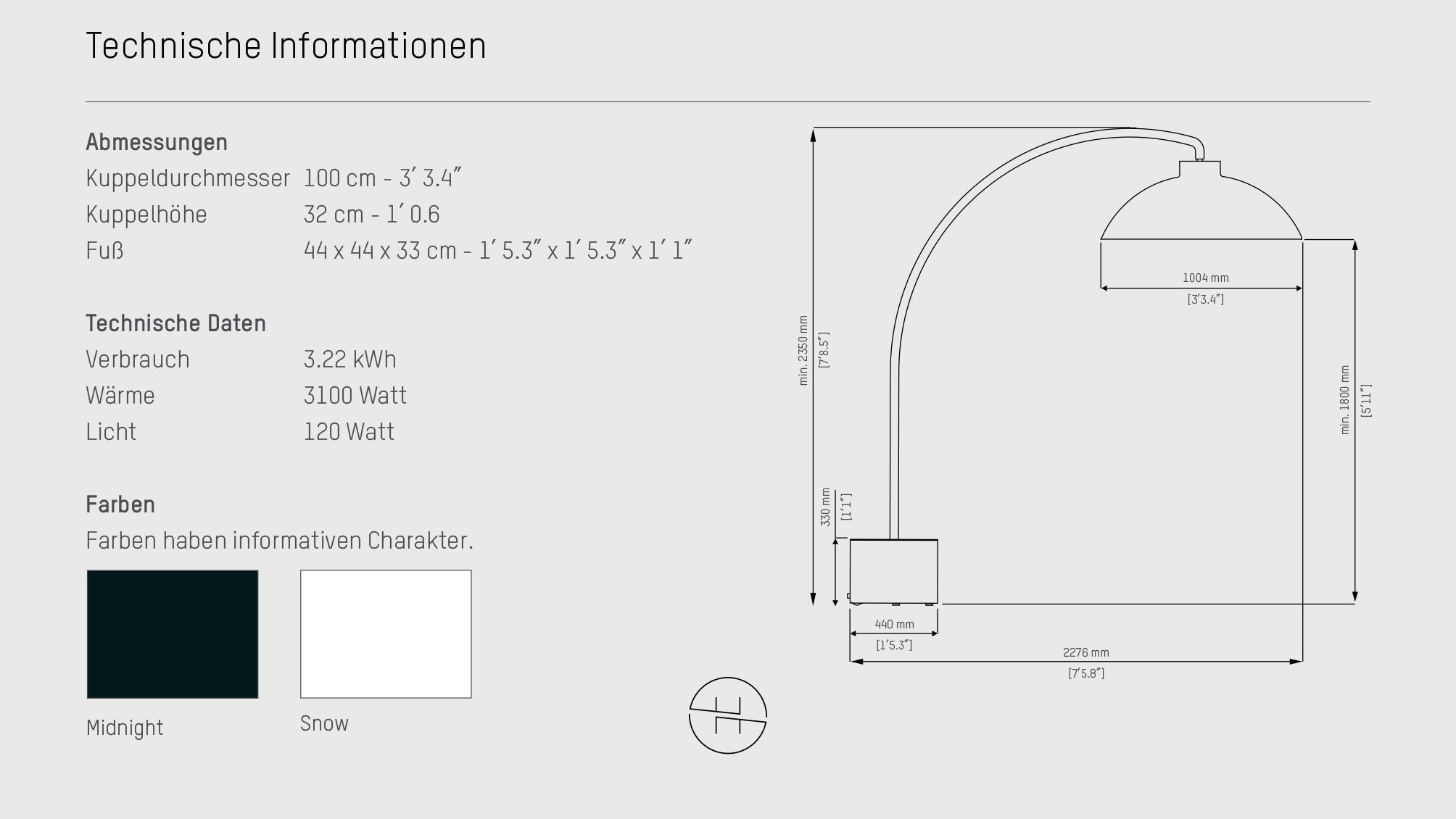 DOME Stehleuchte - INFRAROT Heizlampe
