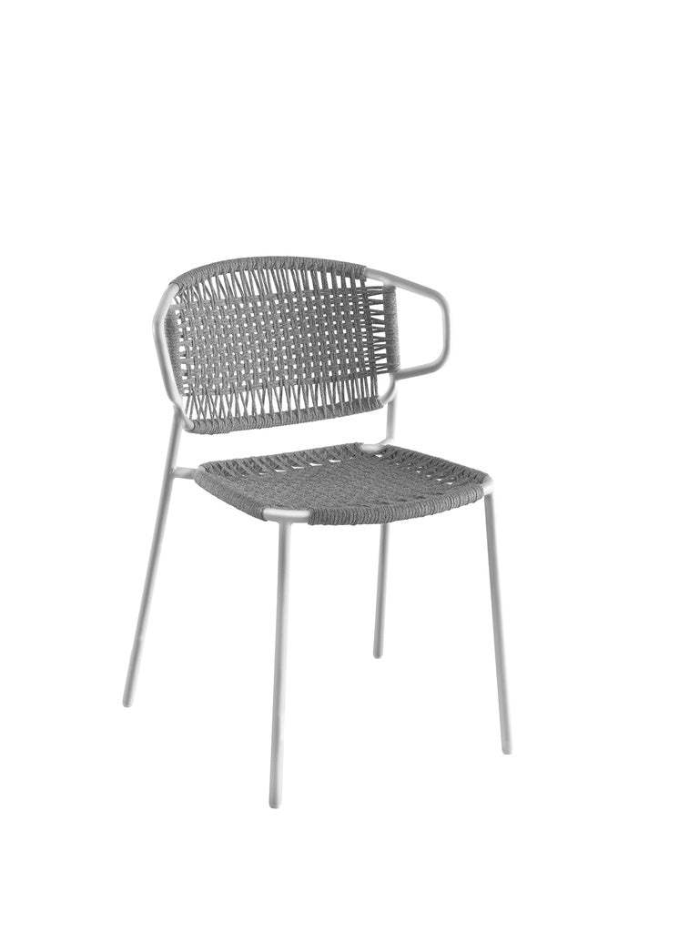 Gescova Bettini Outdoor Esstisch mit Keramikplatte und Forli Rope Sesseln – Designer Dining Set für Terrasse, Garten und Outdoor-Bereich