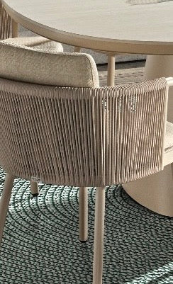 Gescova Mendoza Dining Chair Outdoor Stuhl mit Rope-Geflecht in Beige für Terrasse, Garten und Outdoor-Dining