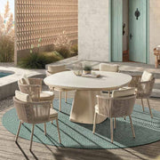 Gescova Mendoza Dining Chair Outdoor Stuhl mit Rope-Geflecht in Beige für Terrasse, Garten und Outdoor-Dining