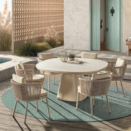Gescova Mendoza Dining Chair Outdoor Stuhl mit Rope-Geflecht in Beige für Terrasse, Garten und Outdoor-Dining