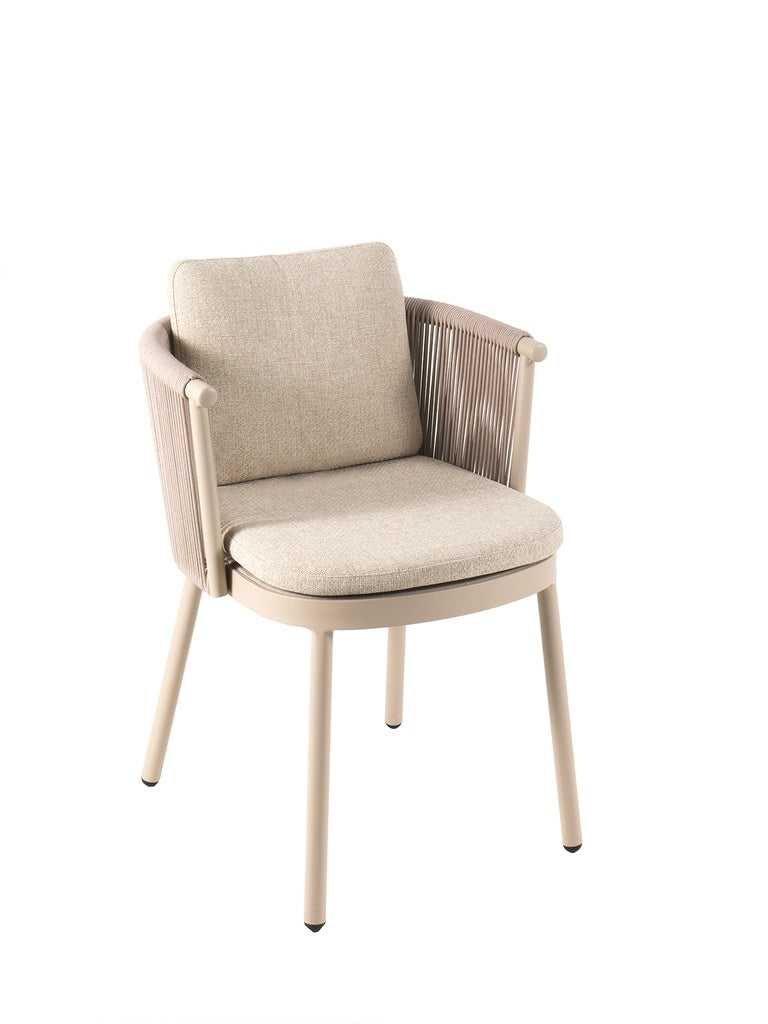 Gescova Mendoza Dining Chair Outdoor Stuhl mit Rope-Geflecht in Beige für Terrasse, Garten und Outdoor-Dining