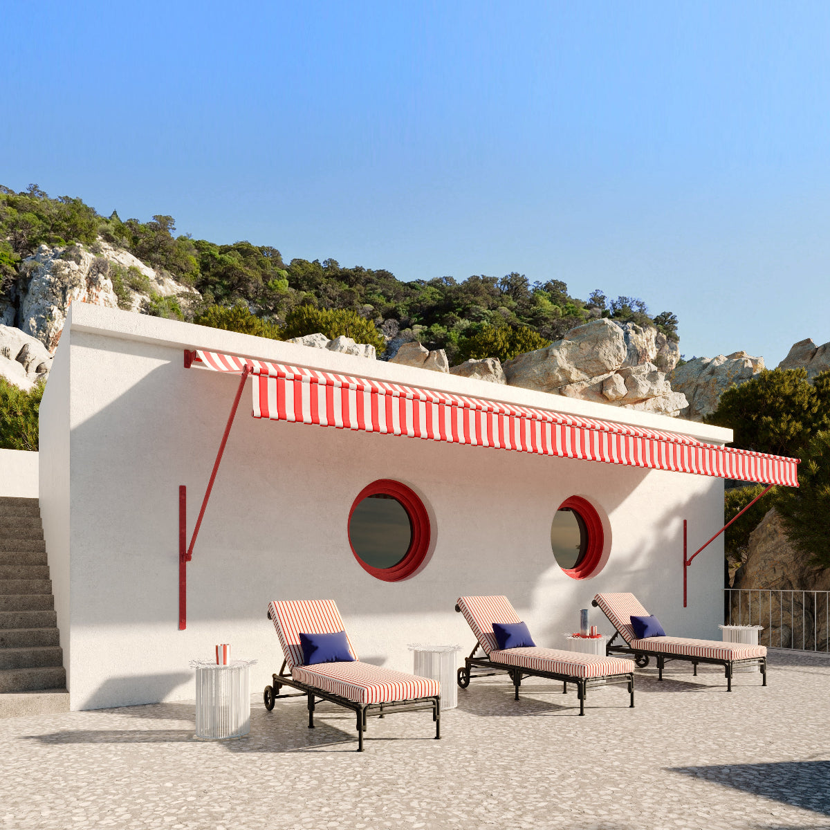 Sifas Kross Sunlounger Outdoor Designer Sonnenliege mit Rope-Design für Terrasse, Garten und Poolbereich
