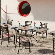 Sifas Kross Dining Chair ohne Armlehne Outdoor Stuhl mit Rope-Geflecht für Terrasse, Garten und Gastronomie