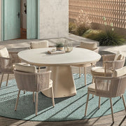 Gescova Romero Outdoor Esstisch rund und rechteckig mit Keramikplatte in Travertin-Optik für Terrasse und Garten