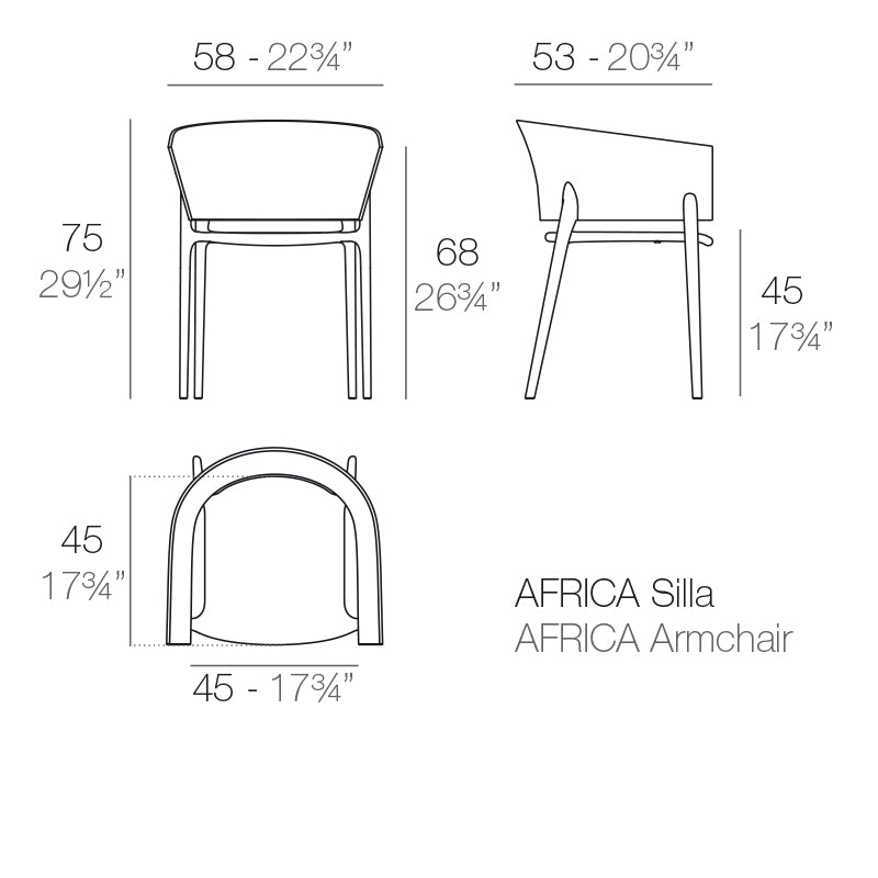 Vondom Africa Armchair Outdoor Stuhl von Eugeni Quitllet aus UV-beständigem Polypropylen für Terrasse, Garten und Hospitality