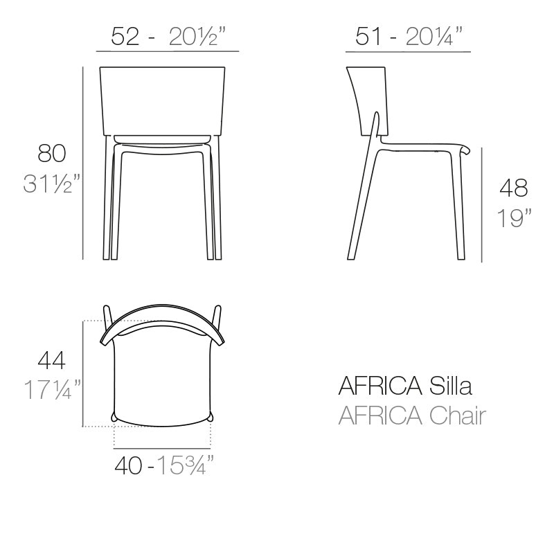 Vondom Africa Chair grau Outdoor Designer Stuhl von Eugeni Quitllet auf moderner Terrasse – wetterfester, UV-beständiger Terrassenstuhl